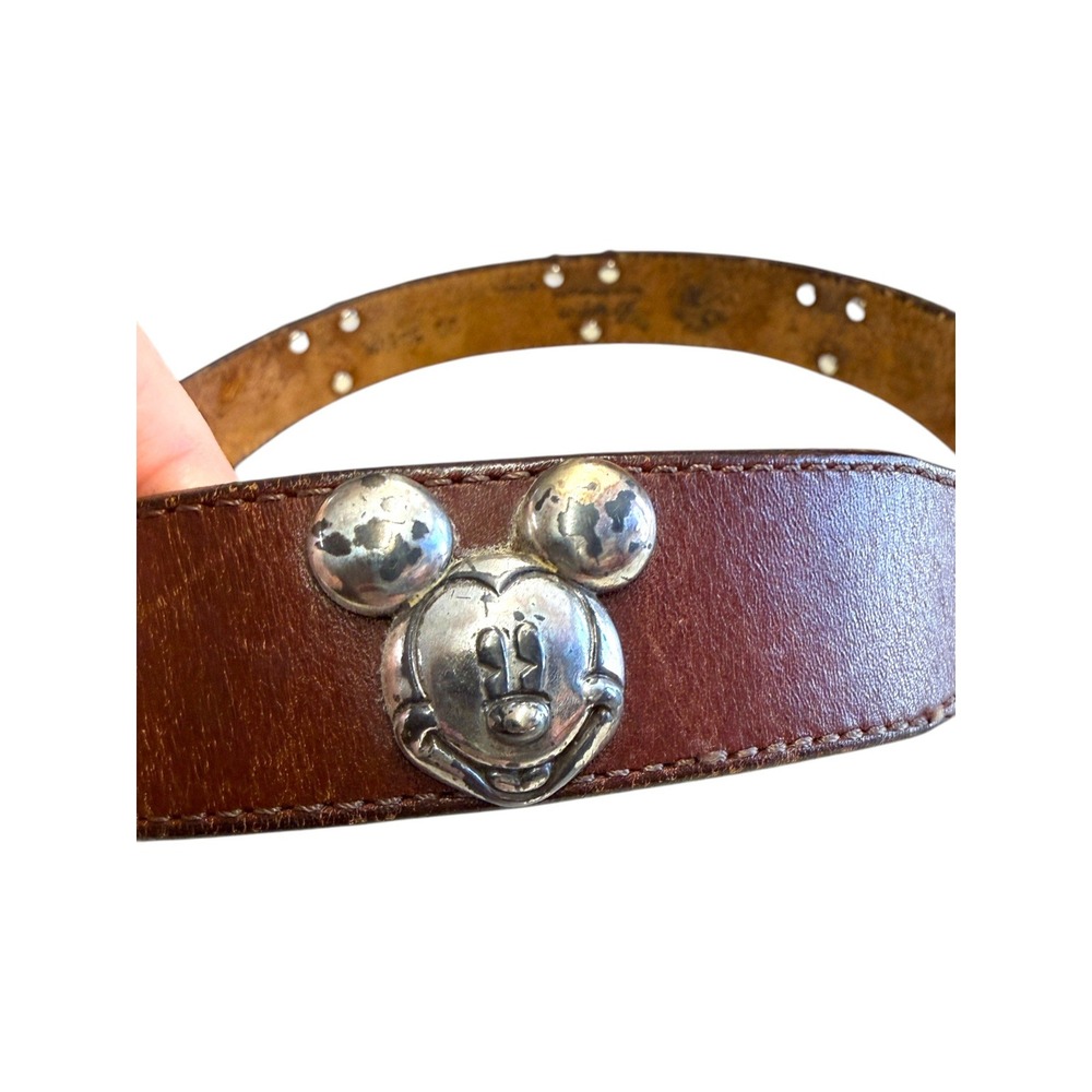 1992 Womens Brighton Disney Belt Mickey Mouse Brown Leather Medium 30 5017M - Picture 3 of 9